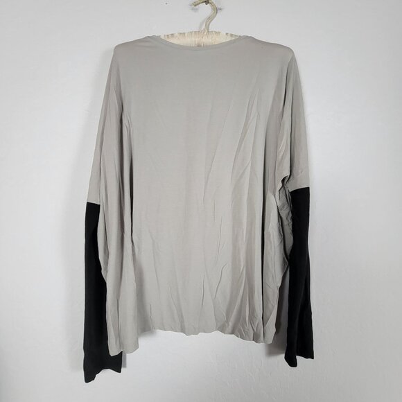 Peter O. Mahler Womens Long Sleeve Top Small Gray & Black Colorblock Stretch - Picture 2 of 9